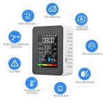 Digital multifunctional tester for air quality, CO2, HCHO, TVOC, temperature and humidity, 5 in 1, white color